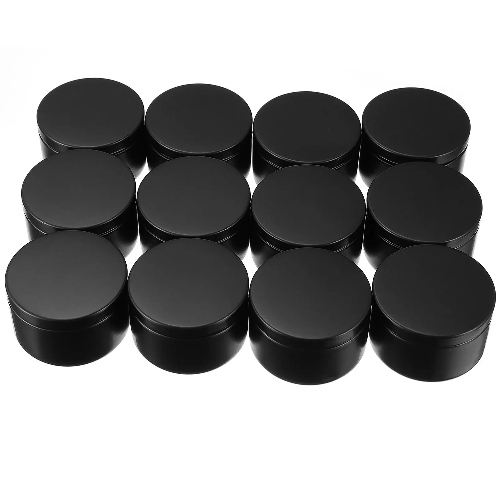 

12pcs 50ml Oil Tin Black Metal Containers 53x37mm Reusable Storage Jars for DIY Tin Gifts Travel