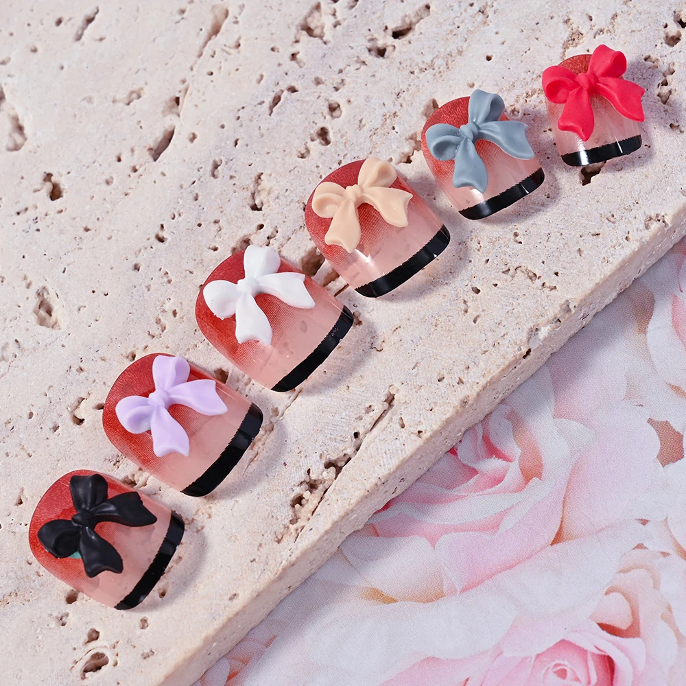 3D Resin Bow Nail Art Decoration Luxury Bowknot Manicure Charm Frosted Aurora Checkerboard Multiple Styles Nail Accessory Design