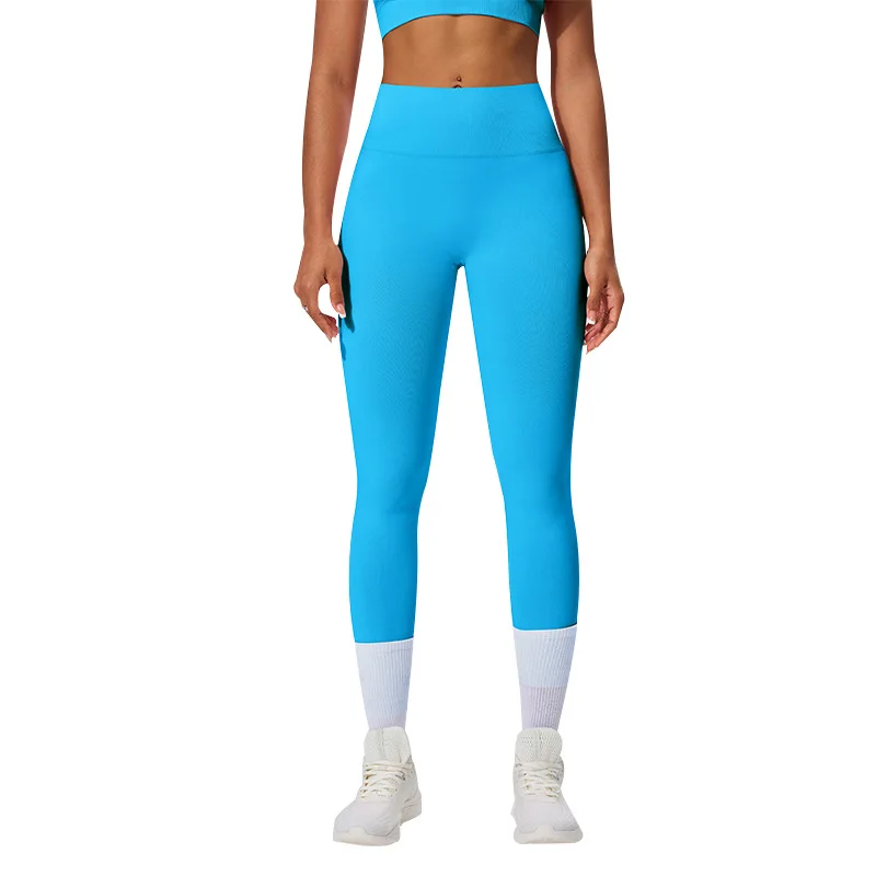 جديد الصلبة سلس عالية الخصر تسع نقاط السراويل مطوي الورك رفع سراويل رياضية المرأة اليوغا السراويل الرياضية طماق