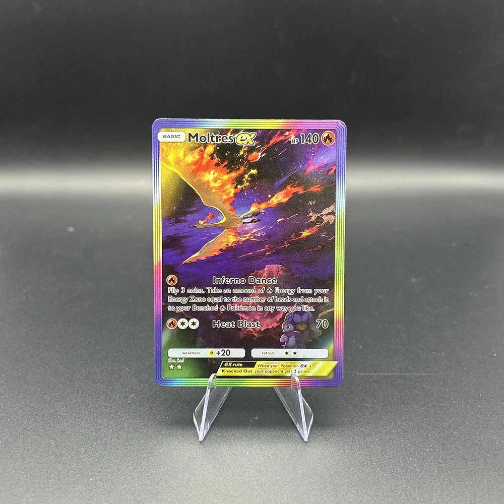 DIY Anime PTCG Pocket Collection Card English Snorlax Raikou Entei Mew Tapu Koko Refractive Color Flash Card Child Toy Gifts