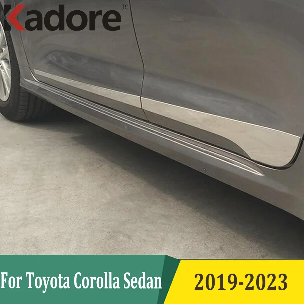 For Toyota Corolla 2019-2021 2022 2023 Chrome Door Side Stripes Sticker Body Skirt Molding Trim Car Styling Accessories