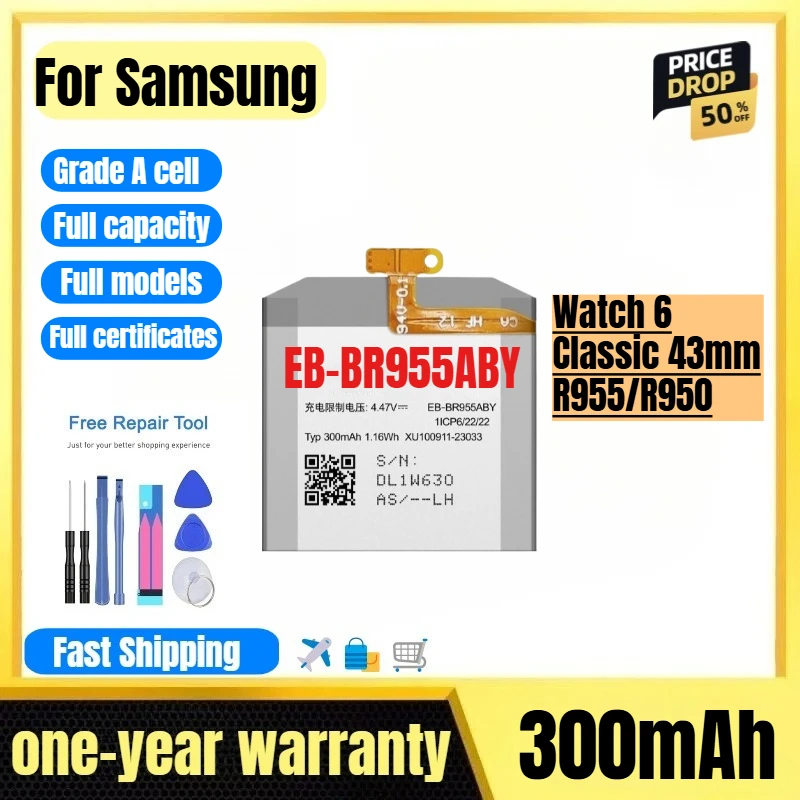 EB-BR955ABY for Samsung Watch 6 Classic 43mm/R955/R950 Watch Battery High Quality  Battery Replacement Bateria with Tools