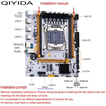 Základní deska QIYIDA X99 LGA 2011-3 Sada Xeon E5 2680 V4 CPU Procesor 32G = 2*16G DDR4 REG ECC RAM Paměť NVME M.2 TPM2.0 konektor 10 nejlepší prodej základní deska xeon - №1