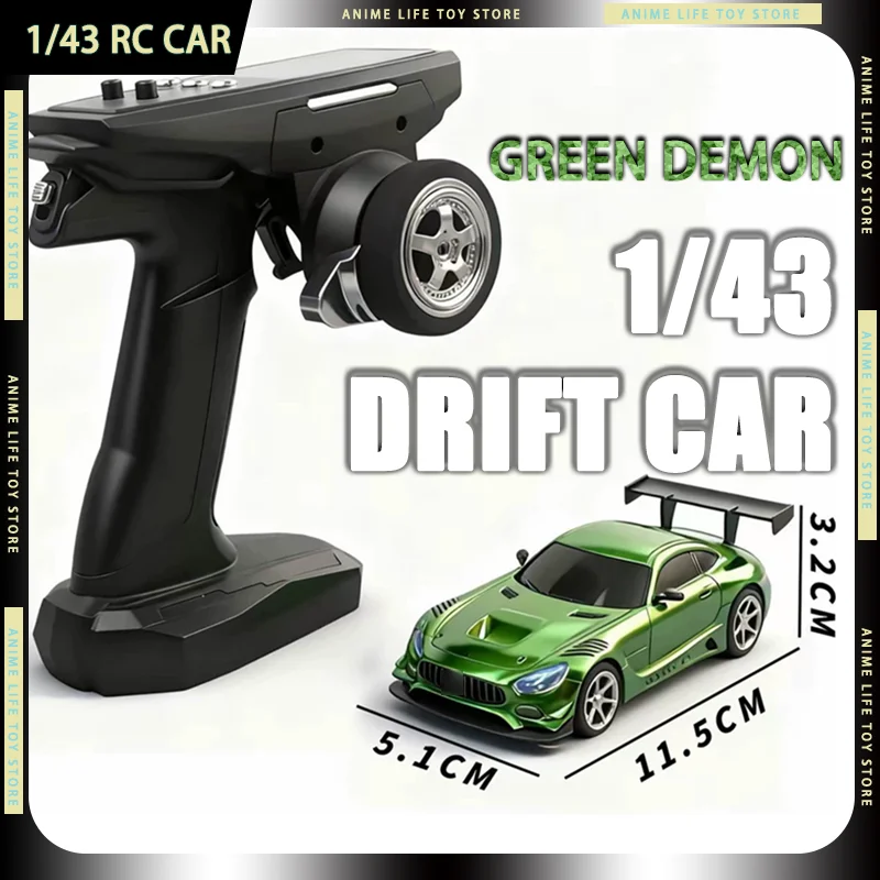 

1/43 Мини-радиоуправляемый автомобиль Green Evil Drift из сплава, полномасштабный пульт дистанционного управления с гироскопом начального уровня, спортивная гоночная модель, радиоуправляемый автомобиль, подарок для детей