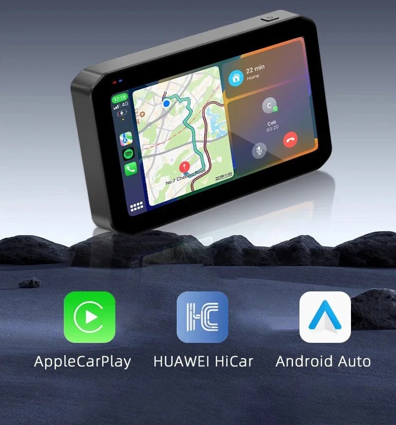 6.25 بوصة محمول لاسلكي Carplay Android Auto IP67 مقاوم للماء للدراجات النارية DVR مع ضغط إطارين وBSD
