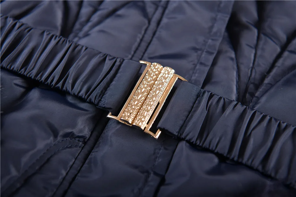 2024 New Winter Keep Warm Girls Jacket Waist Belt Design Detachable Hat Lining Plush Hooded Heavy Coat For Kids