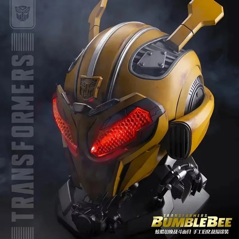 In Stock Bumblebee 1:1 Helmet Transformers Genuine Anime Fiugre Wearable Face Changing With Speakers Model Dolls Decor Toy Gifts