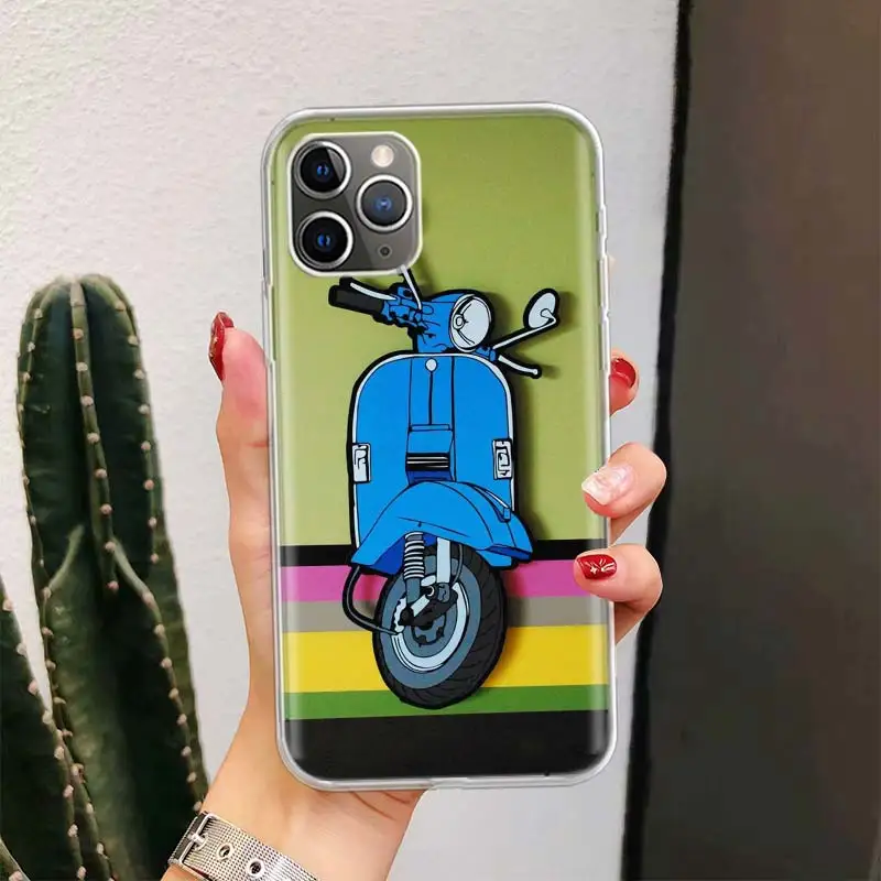 Vespa Scooter Motorcycle For iPhone 16 15 14 13 12 11 Pro Max Phone Case X XS XR 7 Plus Print 8 SE Apple Fundas Cover Coque 11 1