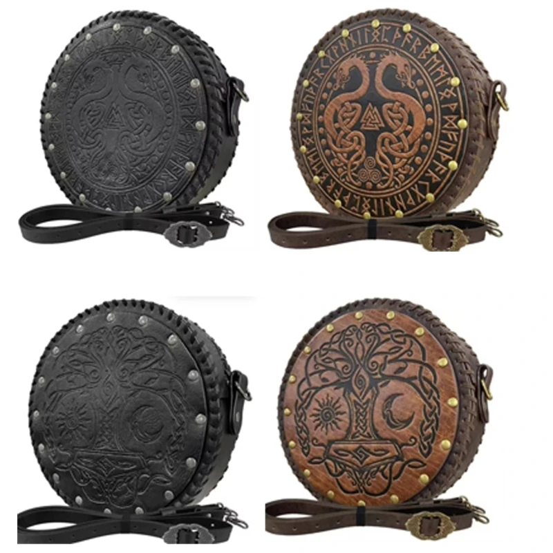 

Medieval Waist Bag With Leather Belt Vintage Embossed Leather Waist Bag Side Pouches With Leather Belt For Women Cosplay
