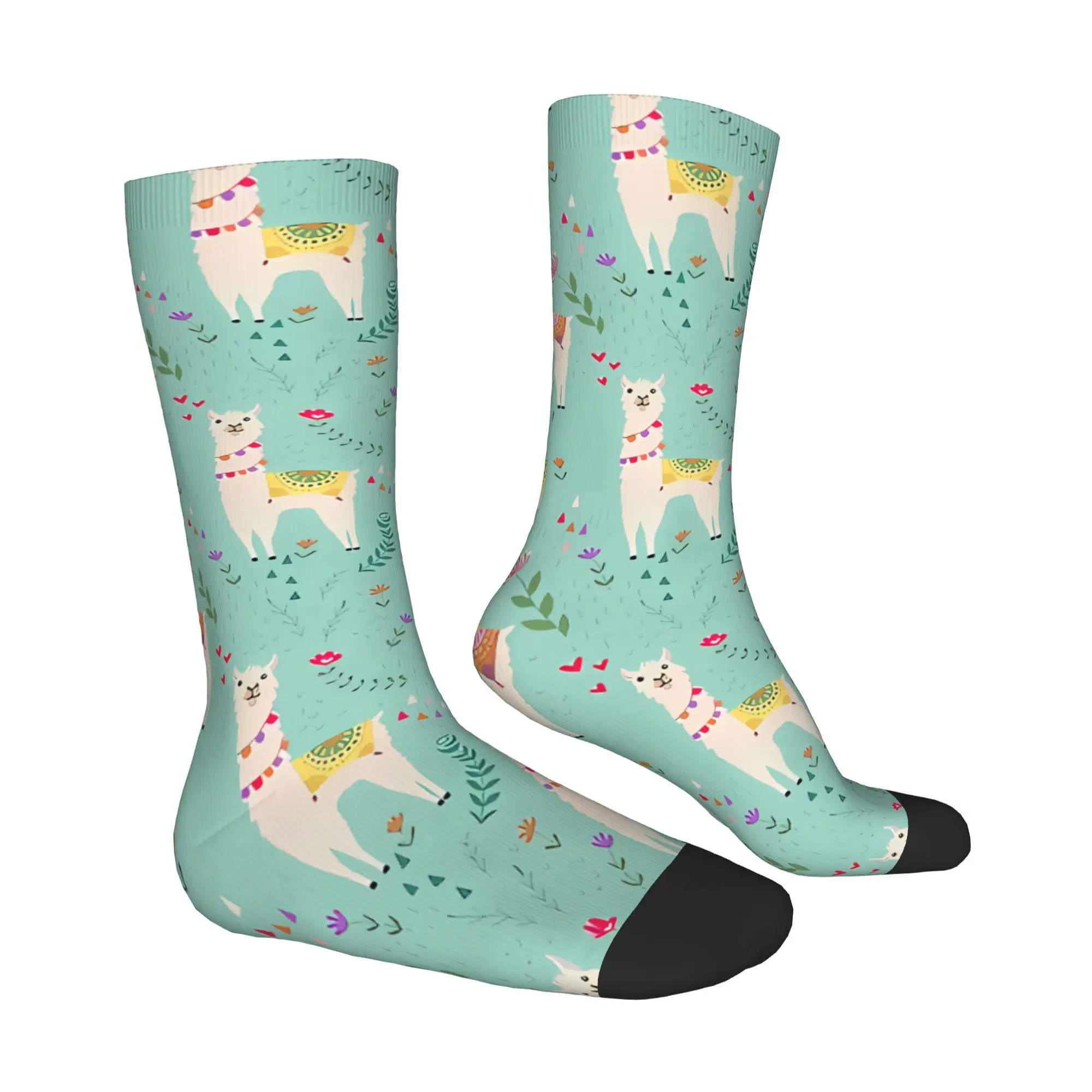 Festive Llama  Sock Printed Man Polyester Fashion