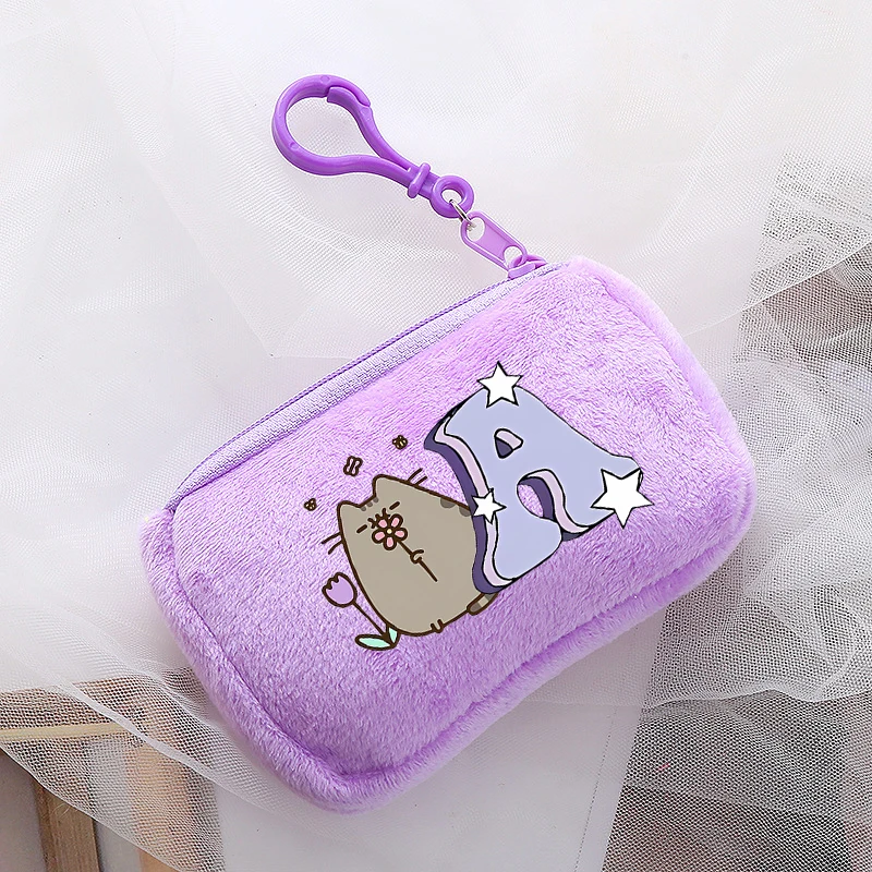 

Cute Pusheens Coin Purse Letters Kawaii Printing Girl Kid Anime Popular Plushd Wallet Female Key ID Card Daily Portable Mini Bag
