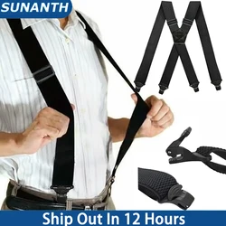 High Elastic Adjustable Work Suspenders For 3.8cm Wide with 4 Plastic Gripper Clasps Solid Color Elastic Trouser Pants Braces