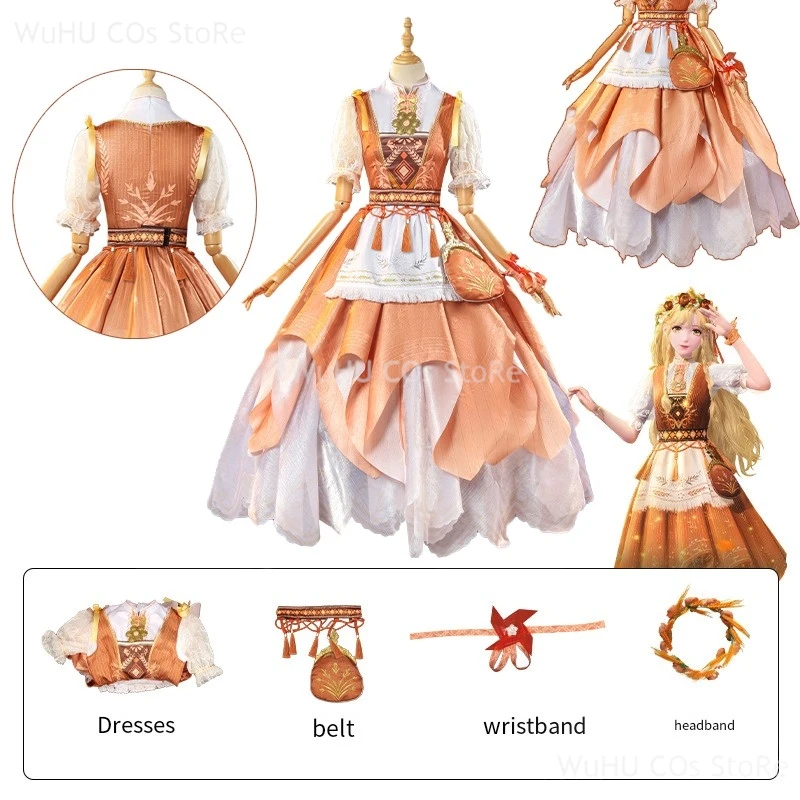 Nikki Gold Dress Garland Game Infinity Nikki Cosplay Costume Wig Blond Lolita Suit Kawaii Outfit Cute Women Holloween Roleplay