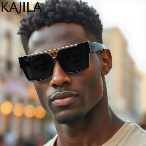 Imagen 2 del producto Gafas de sol cuadradas polarizadas de gran tamaño Steampunk para hombre, gafas de sol grandes 2025, marca de lujo, gafas de sol Punk Vintage para hombre, gafas clásicas UV400