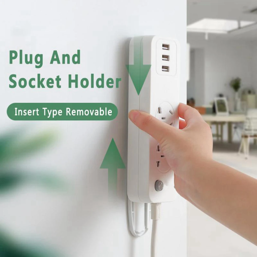 Board Shelf Install Sockets Wall Holder Storage Home Plug-in Socket Fixer Plug Fixer Power Strip Holder Line Board Holder