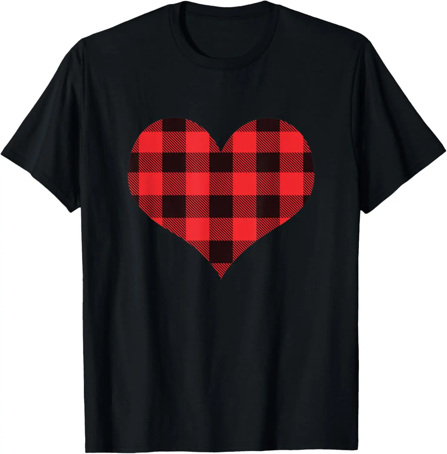 

Red Buffalo Plaid Heart Graphic Men's Casual Cotton T-Shirt Daily Wear Tee