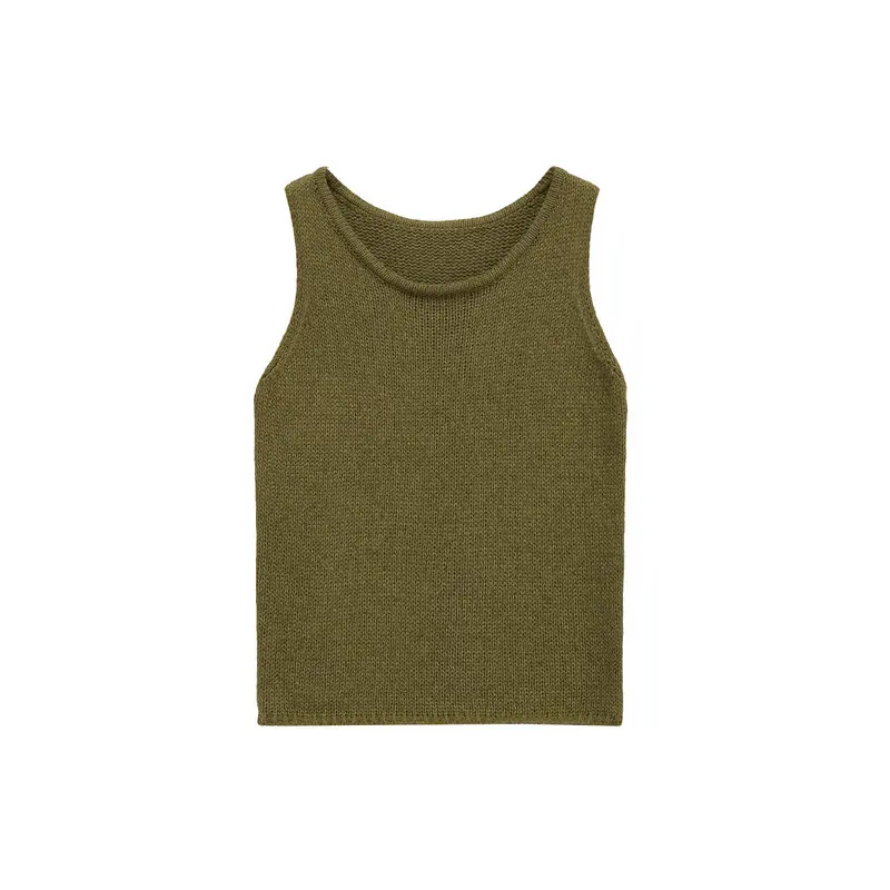 Damska dzianinowa kamizelka wygodna długa okrągły dekolt czysta bawełna jesień nowość moda do pracy elegancka krótka długość Sol...