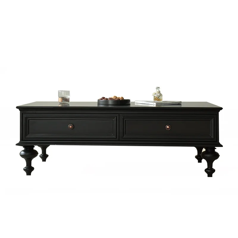 

Simple American all-solid wood coffee table TV cabinet combination French retro small apartment rural home