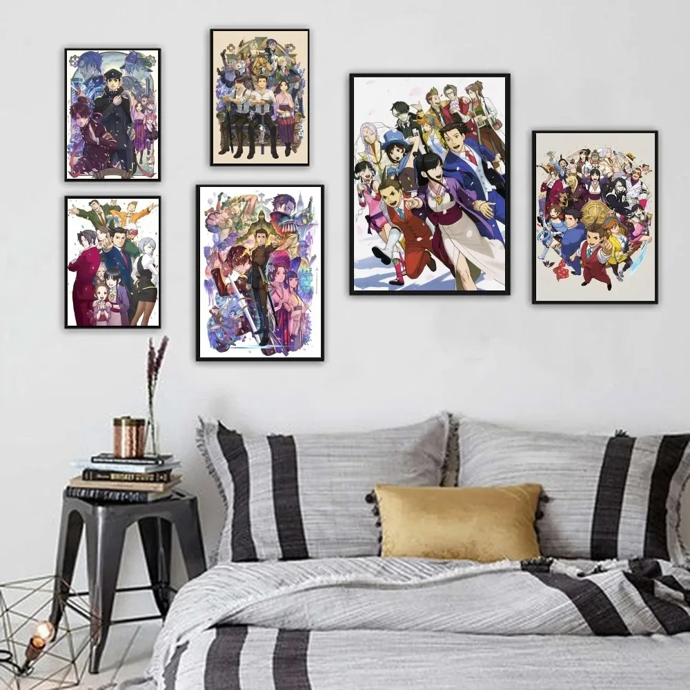 Gyakuten Saiban Ace Attorney Poster 1PC Cartoon Pop Poster Paper Waterproof HD Sticker Bedroom Entrance Home Living