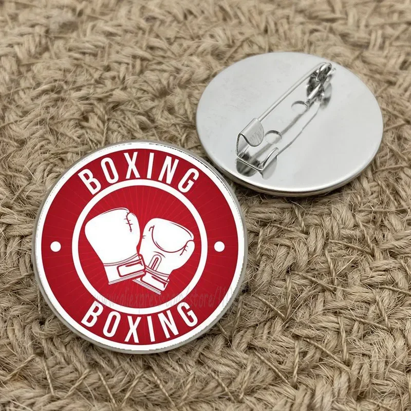 2024 Boxing Sports Logo Emblem Boxing Enthusiasts Women's Strength Glass brooch Boxing Club Exclusive Gift for Men and Women