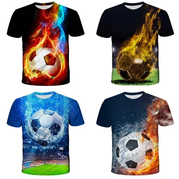 Fashion Football Flame 3D Print Children T-Shirt Soccer Boy Girl Shirt Casual Tees Teen Tops Kids Clothes Funny Sport Streetwear