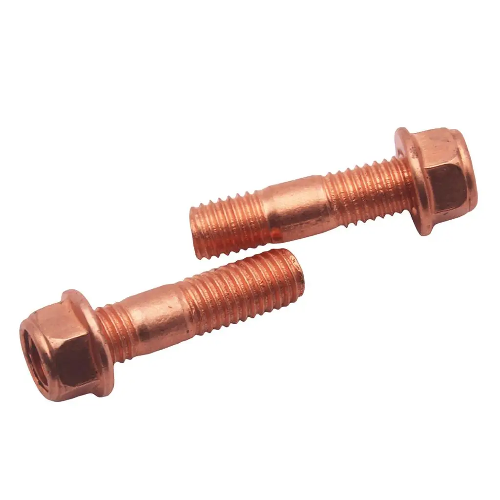 M10 42mm Exhaust Manifold Studs & Self-locking Nuts X 2 With Copper Plating