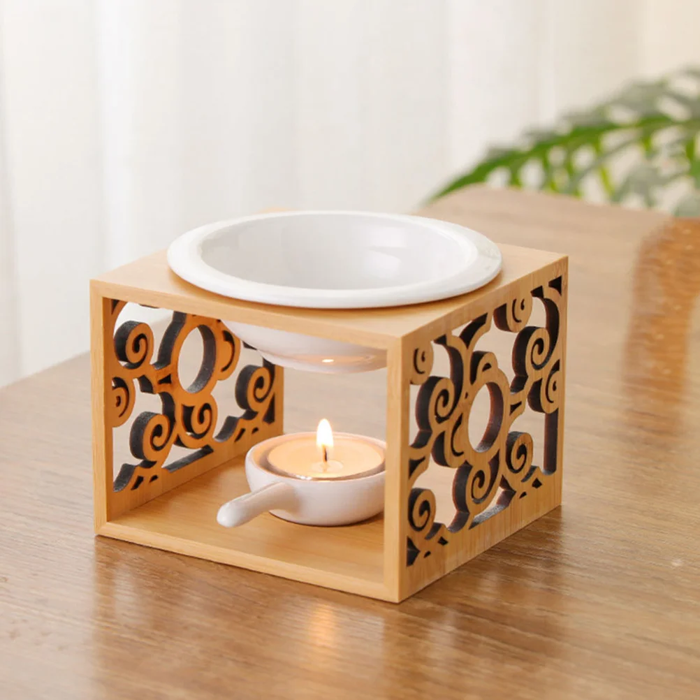 

1Set Bamboo Ceramic Essential Oil Burner Aroma Diffuser Decoration Home Office Decor Scented Wax Melt Reusable Unique Design