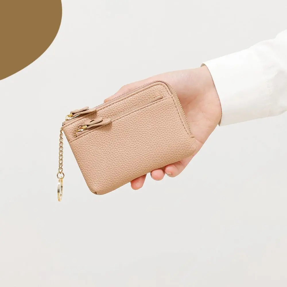 أزياء جلدية محفظة نسائية للعملات المعدنية فتحات بطاقة متعددة بلون بطاقة حالة متعددة الوظائف سستة إغلاق عملة جيب سماعة التخزين