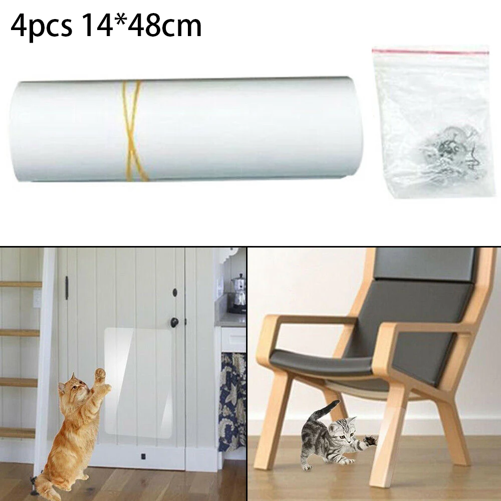 

4x Anti Scratch Mats for Cats Transparent Furniture Protectors for Sofas Chairs and Carpets to Prevent Claw Damage
