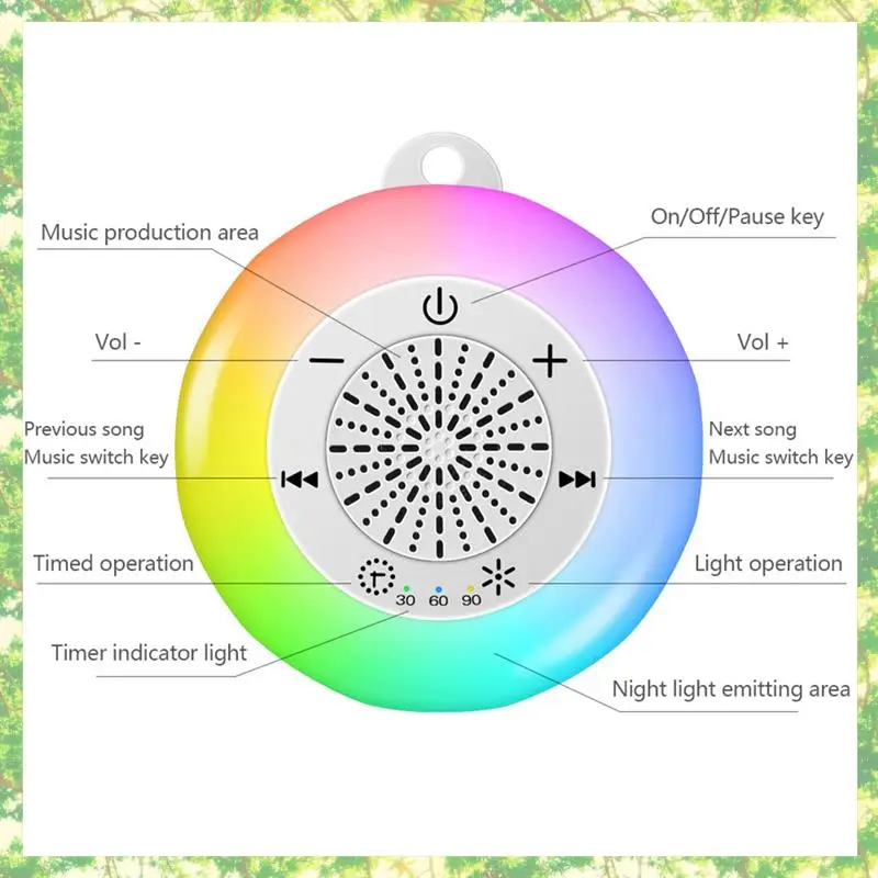 

Smart-White Noise Sound Machine Kids Sleep Sound Player With Colorful Light Timer Noise Player Timed Shutdown For Baby Adult