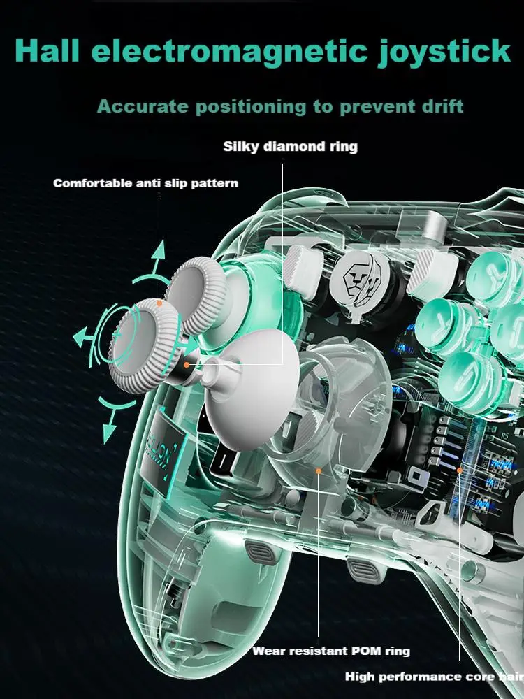 Controller da gioco AOLION K20 Dual Hall Guscio di superficie magnetica Trigger lineare a tre velocità per HUB di ricarica per PC iOS e Android