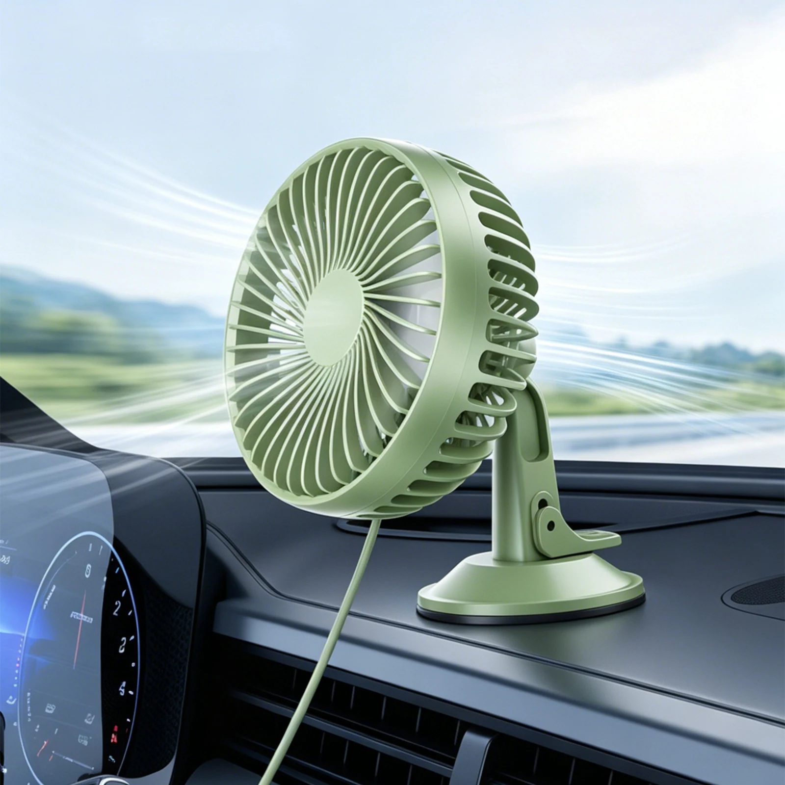 12V/24V Mini Portable Desktop Table Fans 3 Speeds Control Car Dashboard Electric Fan Quiet Operation Multi-Angle Adjustable