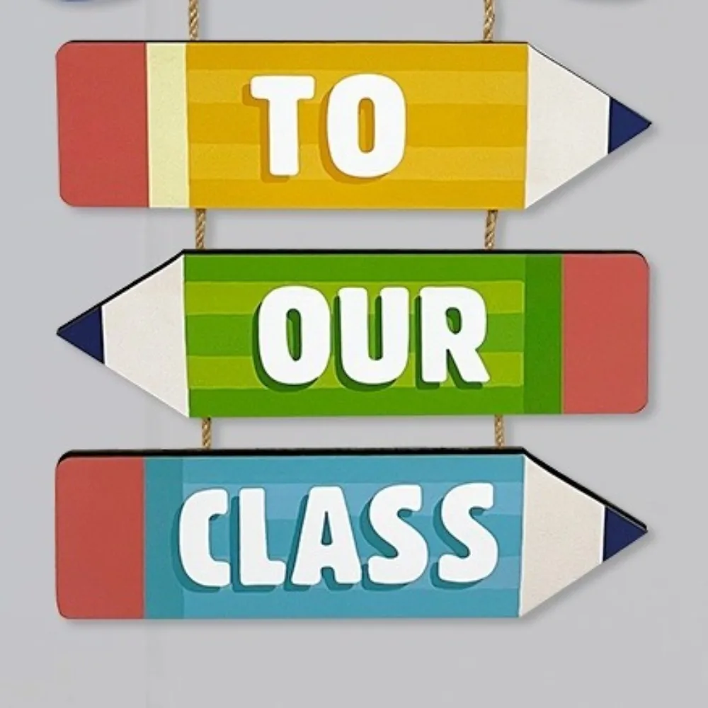 

Cartoon Welcome To School Signs Returning To School Backpack Pencil School Season Wall Ornaments Wall Art Wooden Hanging Board