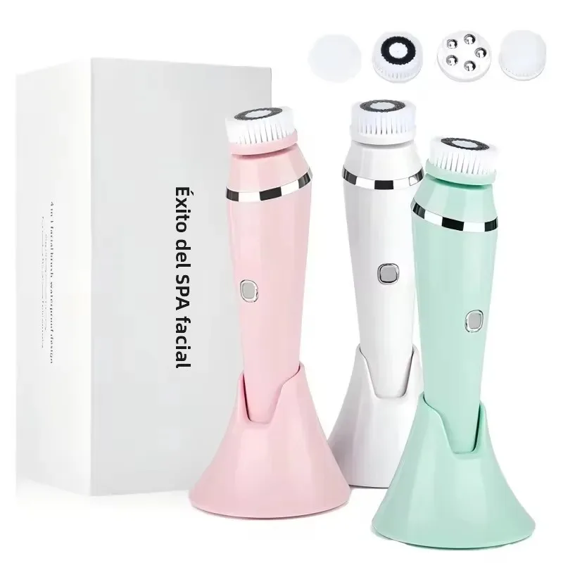 Cepillo de limpieza Facial eléctrico 4 en 1, masajeador Facial resistente al agua IPX7, dispositivo de limpieza para limpieza profunda, eliminación de poros y espinillas
