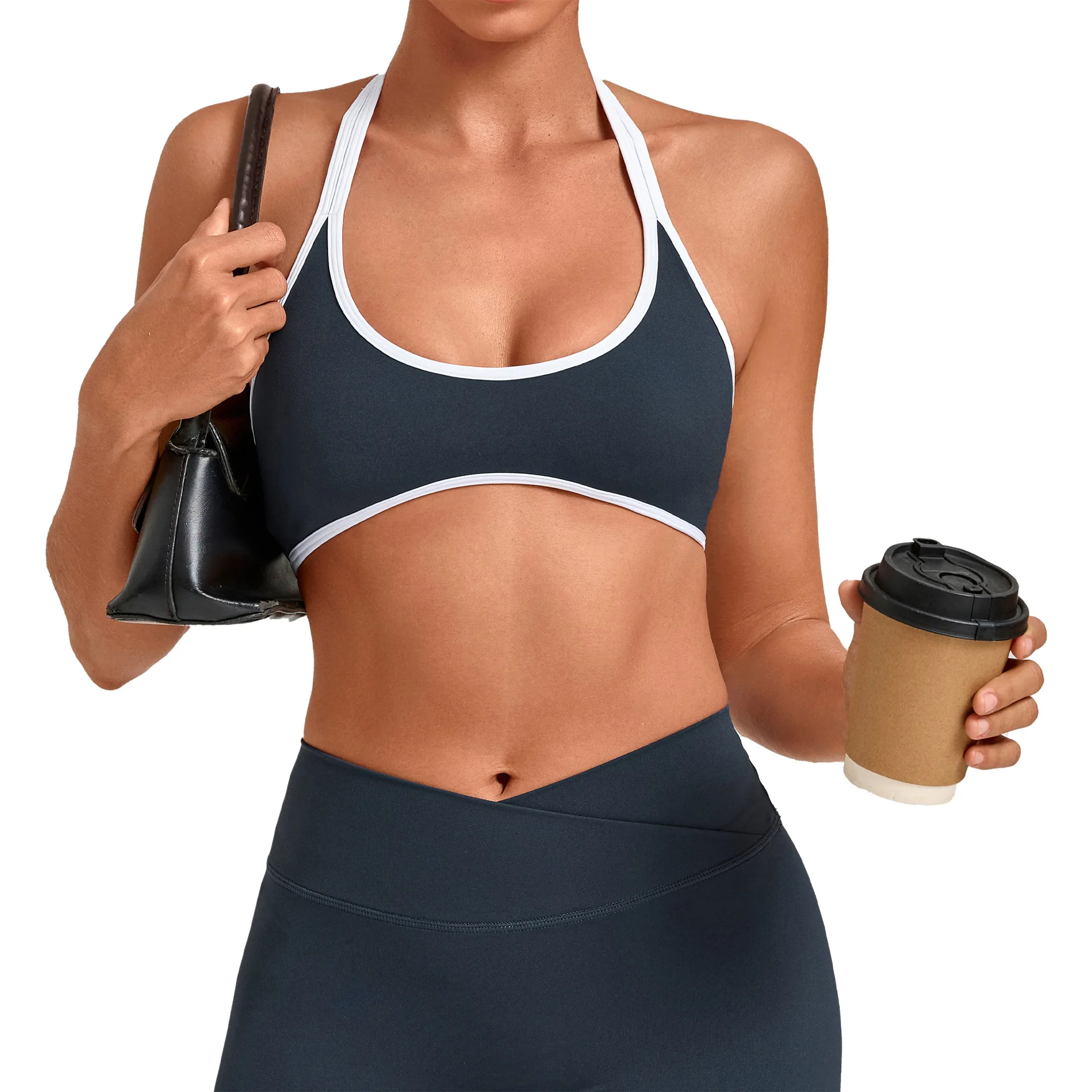 Sports Underwear Women Halter V Neck Sports Bra Yoga Workout Top Athletic Cami Fitness Running Workout Gym Support Active Vest