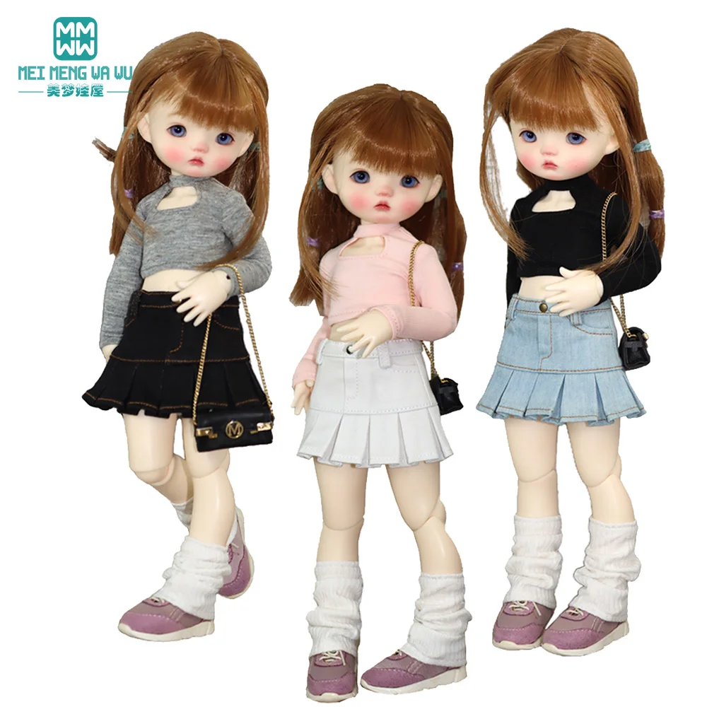 Fit 30cm 1/6 BJD YOSD Doll Clothes Fashionable long T-shirts, denim skirts Girl Gifts