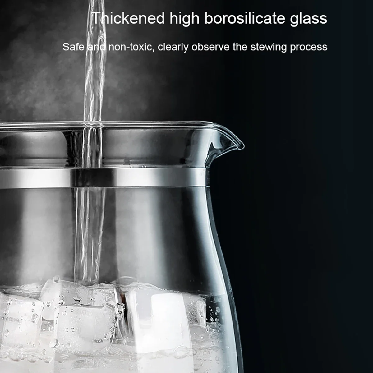 220V 1.8L bollitore elettrico multifunzionale in vetro riscaldatore sano fornello acqua bollente tè Porridge zuppa Stewing bollitore domestico