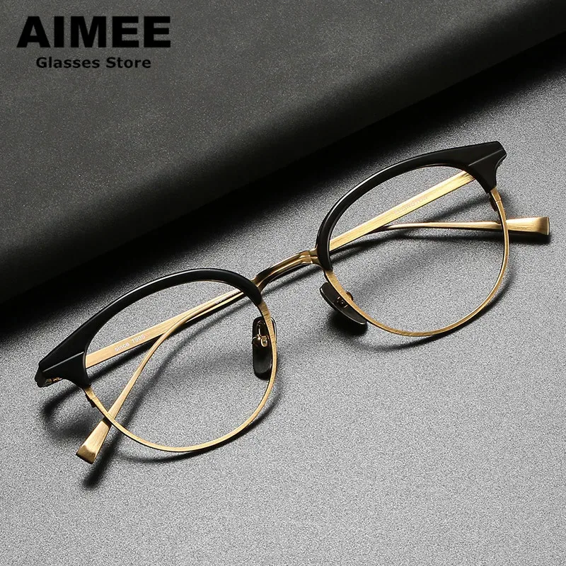 

Japanese Handmade Titanium Ultralight Glasses Frame Men Women Round Prescription Eyeglasses Optical Blue Light Eyewear GAFAS