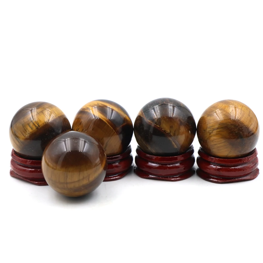 30MM Natural Tiger Eye Round Ball Globe Sphere Gemstone Sphere Fengshui Wicca Chakra Massage Home Decor Exquisite Crystal Gifts