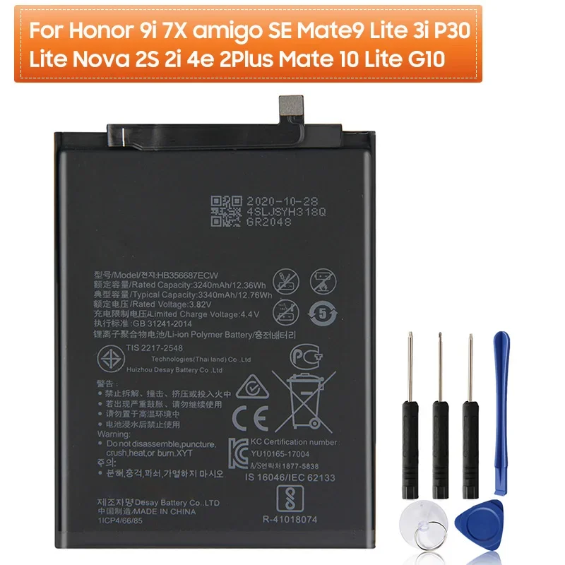 

Replacement Battery HB356687ECW For Huawei P30 Lite Nova 2 Plus 2S 2i 4e Mate 10 Lite G10 Honor 9i7X Mate SE Mate9 Lite 3i 9i