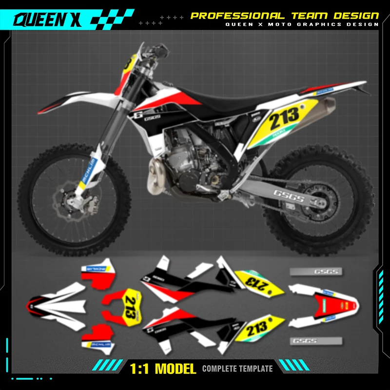 QUEEN X MOTO Motorcycle Team Graphics Decal & Sticker Kit For GASGAS 2012 2013 2014 2015 2016 2017 EC 003