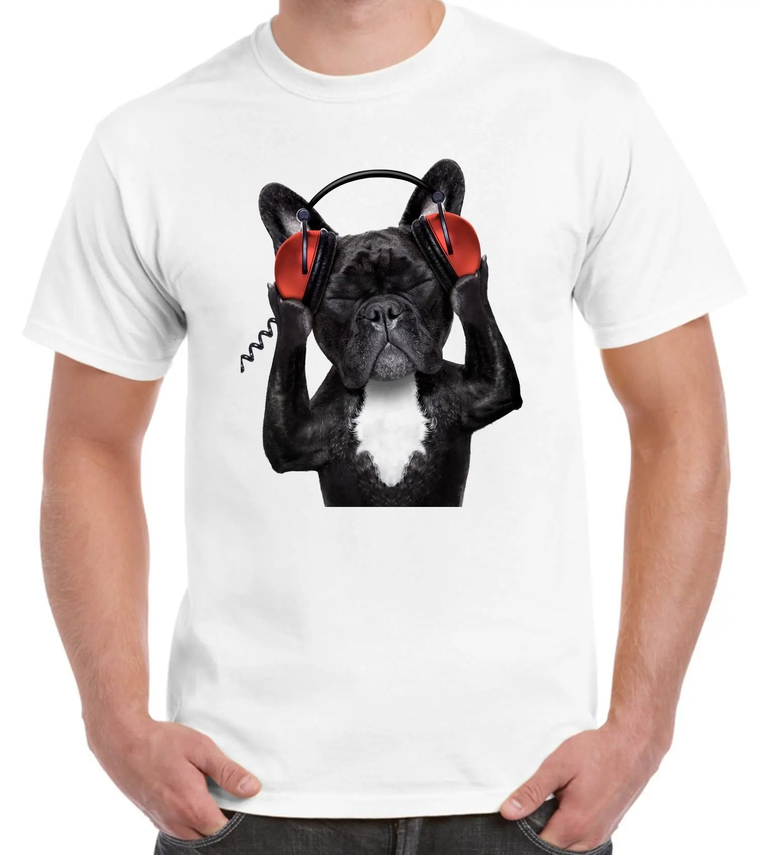 French Bulldog DJ Funny Men's T-Shirtvintage Luxury High quality brand oversizedAnime Graphic T-shirts for Men Clothing Women Te