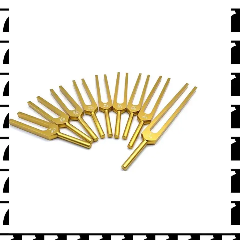 

A44U 9 Gold Tuning Forks For Therapy, Body Immobilization With Aluminum Gift Box, Tuning Fork Set