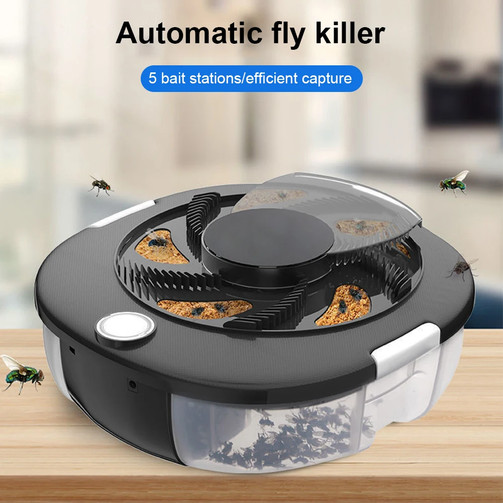 USB Automatic Pest Catcher with Baits Household Fly Catcher Safety Automatic Flycatcher for Indoor Home Kitchen Garden