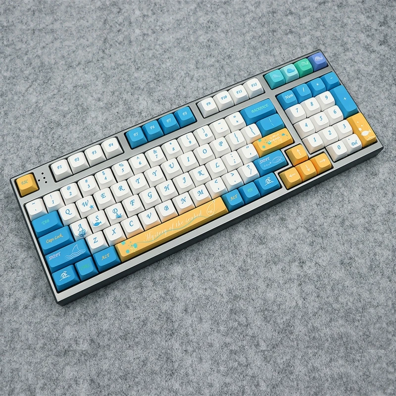 Ocean Trip Keycaps Dye Sub PBT XDA Keycap para teclado mecánico GK61/64/68/ 87/104/108 137 teclas ballena azul