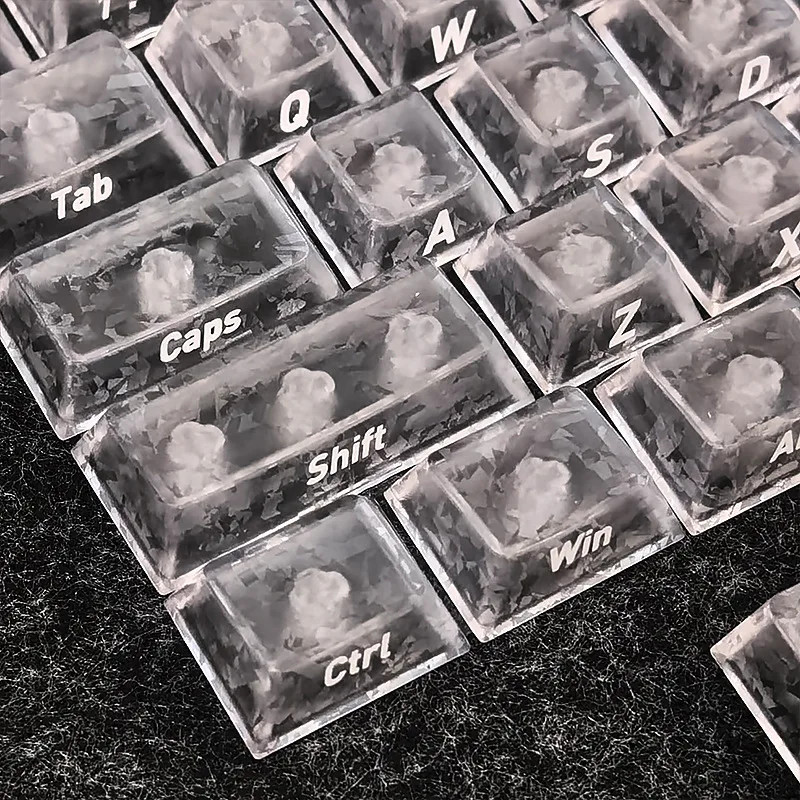 Spot wholesale cross-border white carbon fiber keycap side engraved luminous 119 key small full set of original PBT magnetic axi