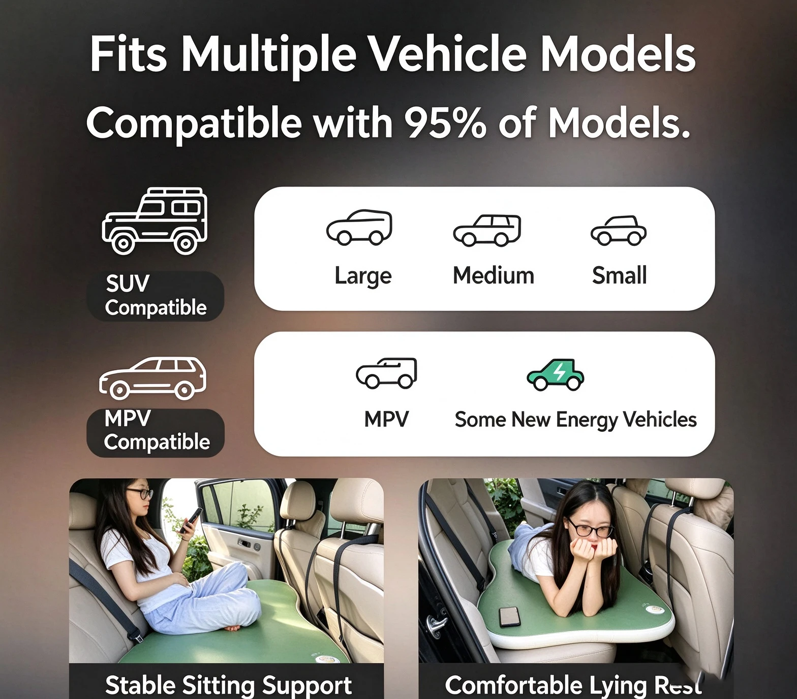 Portable Car Camping Inflatable Sleeping Mattress for Rear Seat DIY Universal Car Rear Seat Drop Stitch Anti-Collapse PVC Pad