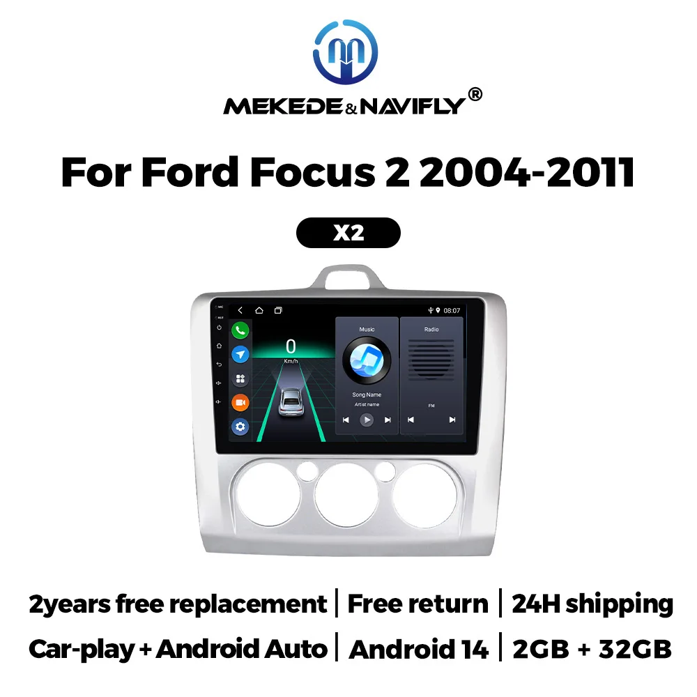 

Android 14 Auto Radio For Apple Wireless CarPlay For Ford Focus 2 Mk2 2004-2011 Multimedia Stereo IPS Rear View Camera Screen