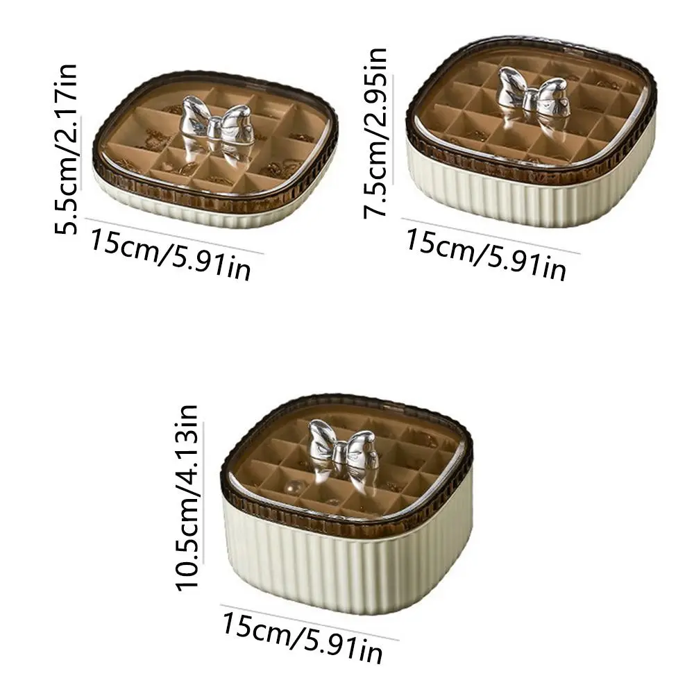 صندوق مجوهرات محمول مكون من 3 طبقات، غطاء شفاف، متعدد المقصورات، منظم تخزين المجوهرات، موفر للمساحة، مقاوم للاهتراء