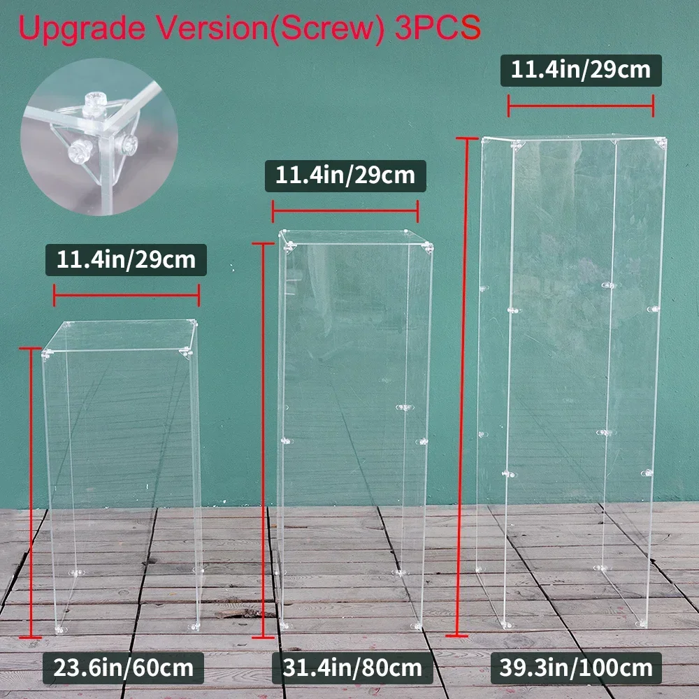 Bruiloft Podium Tafel Centerpieces Achtergrond Acryl Transparant Weg Lood Kristal Opvouwbare Kolom Bloemenstandaard Decoraties